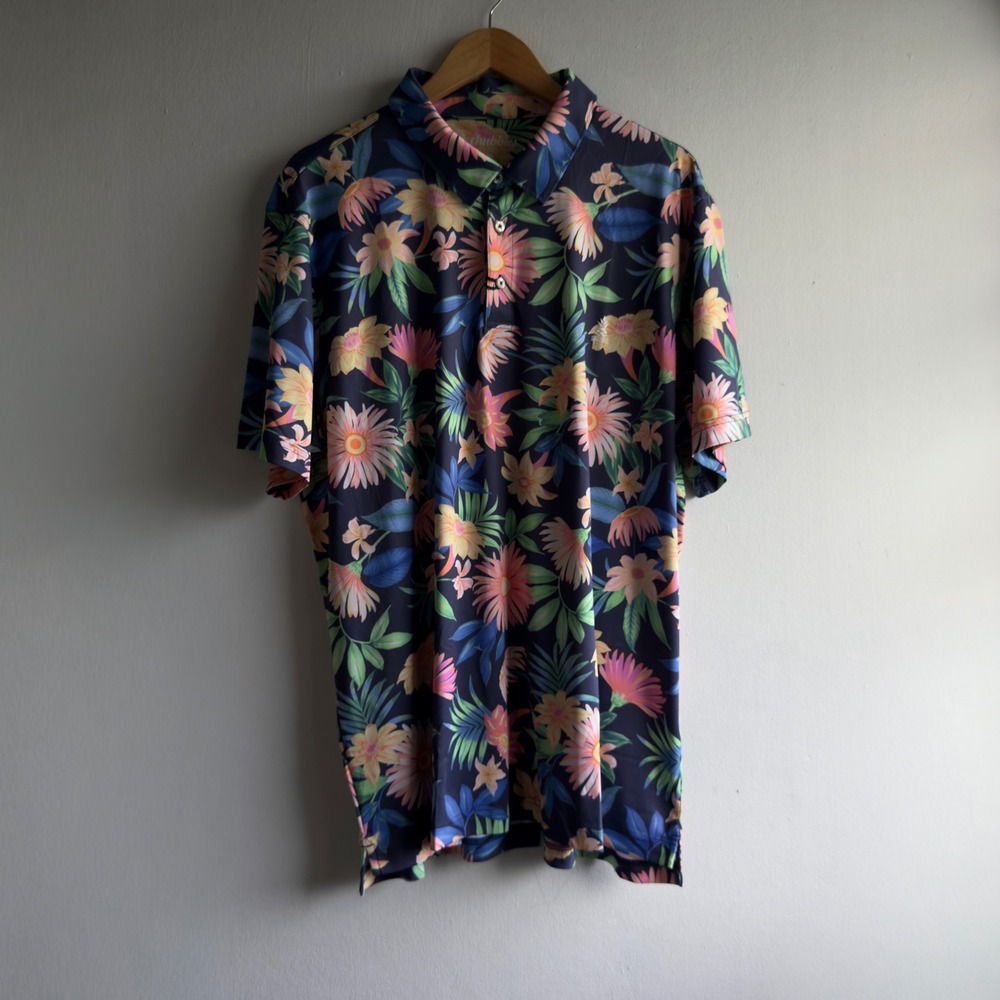 Chubbies The Big Bloomer Range Polo Mens XXL Navy Floral Tropical Golf Shirt